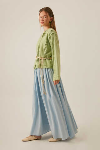 Tasselled Short Shirt Light Green - 3