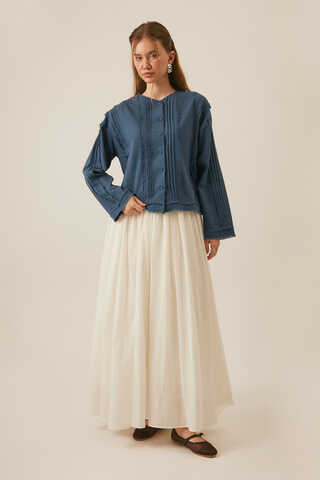 Tasselled Short Shirt Navy Blue - 1