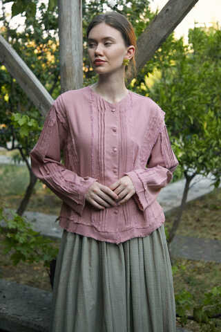 Tasselled Short Shirt Powder Pink - 2