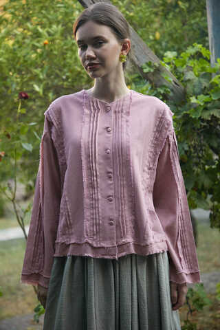 Tasselled Short Shirt Powder Pink - 9