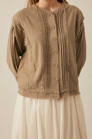 Tasselled Short Shirt Taupe - 2