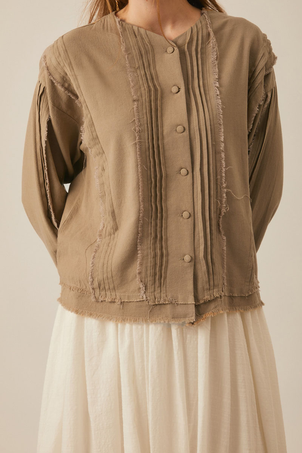 Tasselled Short Shirt Taupe - 2