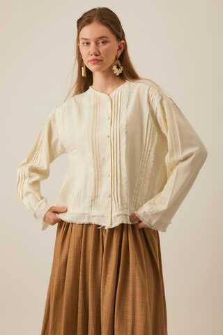 Tasselled Short Shirt White - 7