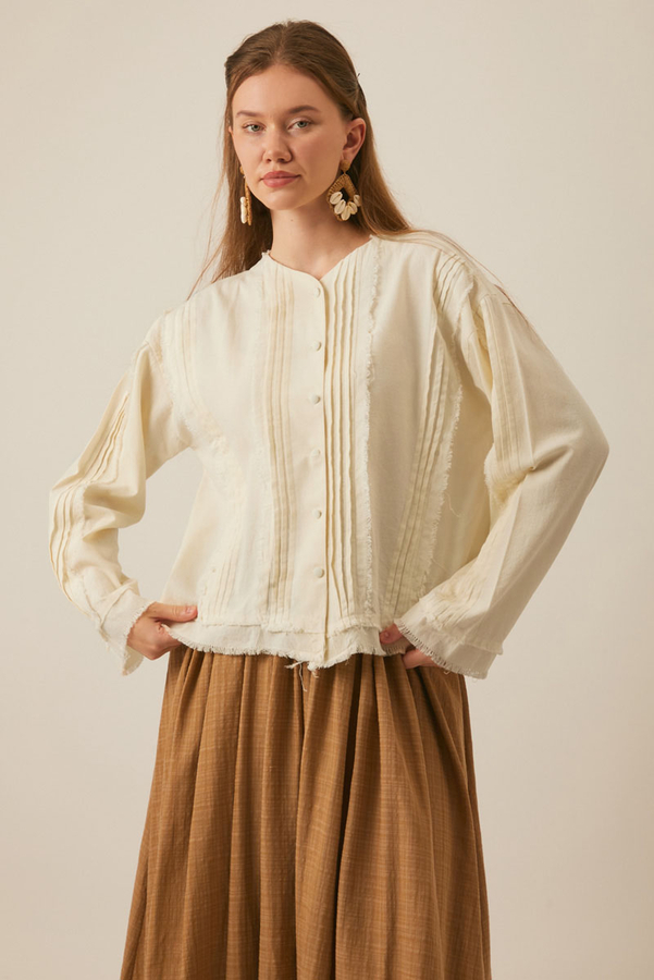 Tasselled Short Shirt White - 7