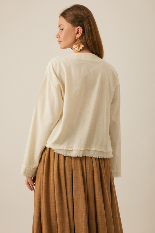 Tasselled Short Shirt White - 11