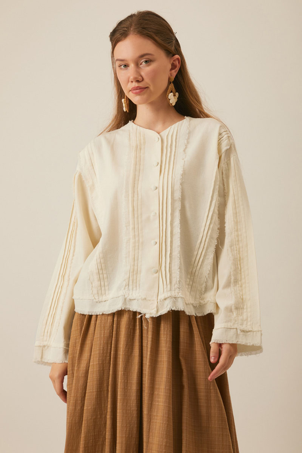 Tasselled Short Shirt White - 10