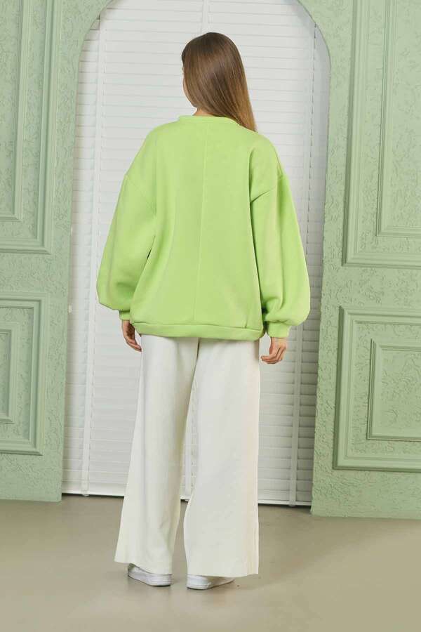 Teddy Bear Embroidered Sweat Green - 4