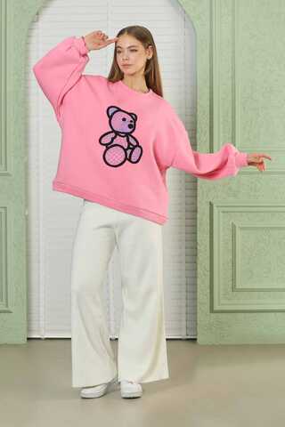 Teddy Bear Embroidered Sweat Pink - 2