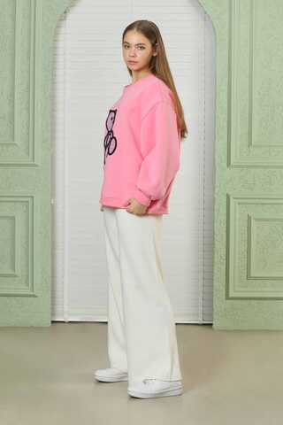 Teddy Bear Embroidered Sweat Pink - 5