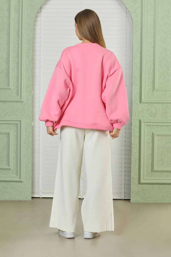 Teddy Bear Embroidered Sweat Pink - 6