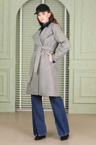 Tek Düğmeli Kaşe Kaban Gri - 6