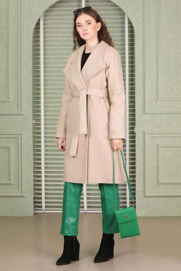 Tek Düğmeli Kaşe Kaban Taş - 8