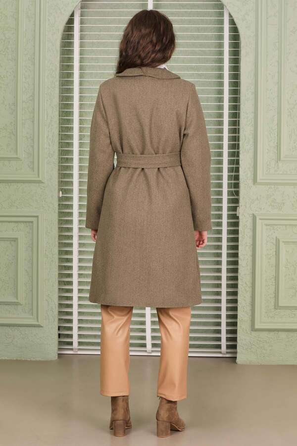 Tek Düğmeli Kaşe Kaban Toprak - 7
