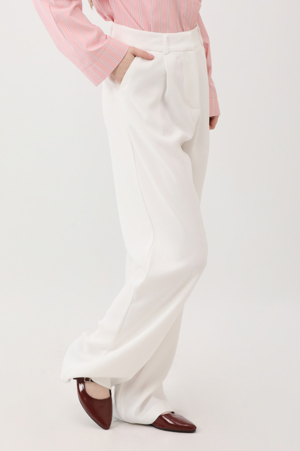 Tek Pileli Pantolon Beyaz - 3