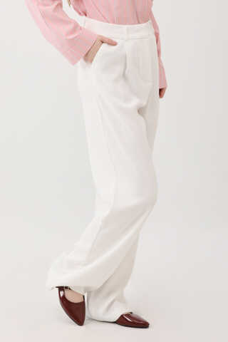 Tek Pileli Pantolon Beyaz - 3