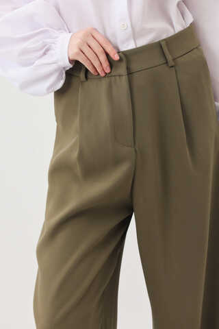 Tek Pileli Pantolon Haki - 8