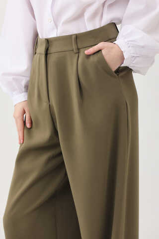 Tek Pileli Pantolon Haki - 2