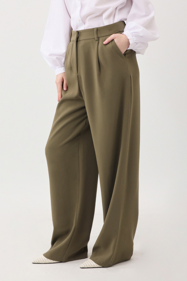 Tek Pileli Pantolon Haki - 10