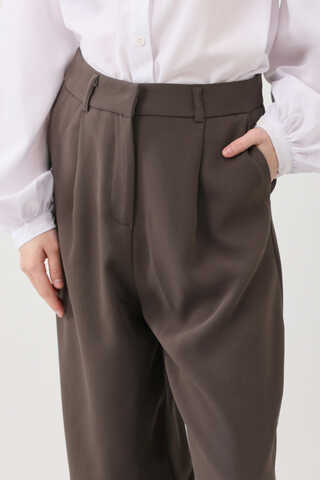 Tek Pileli Pantolon Kahverengi - 4