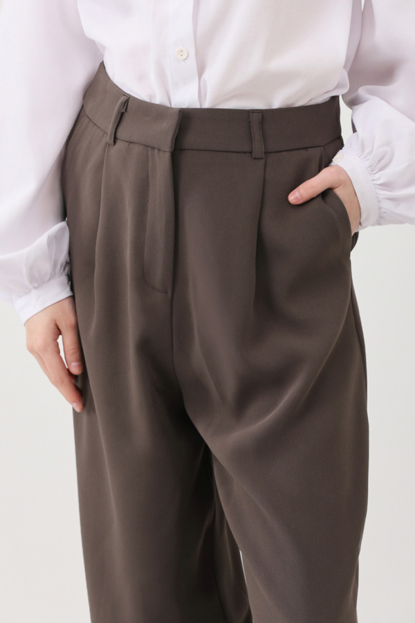 Tek Pileli Pantolon Kahverengi - 4