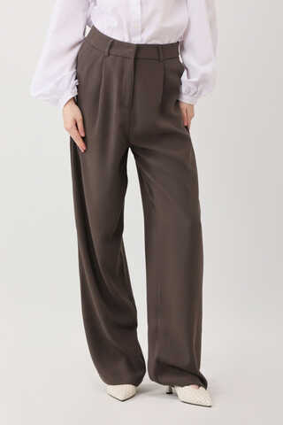 Tek Pileli Pantolon Kahverengi - 1