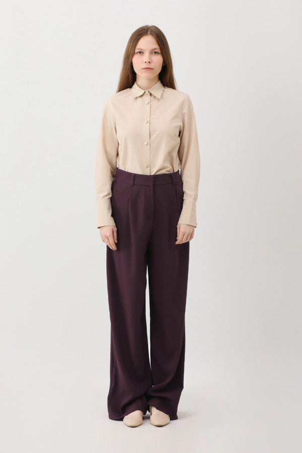 Tek Pileli Pantolon Mürdüm