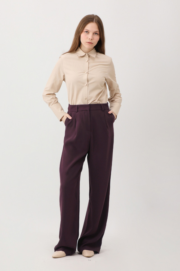 Tek Pileli Pantolon Mürdüm - 8