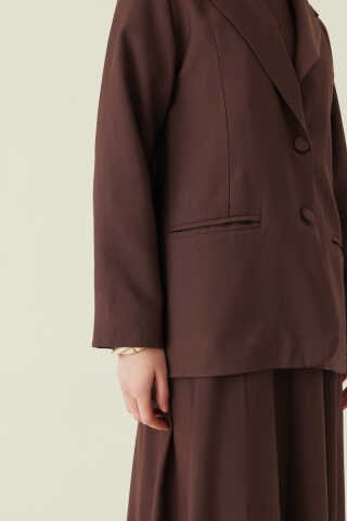 Tencel Blazer Jacket Brown - 9