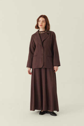 Tencel Blazer Jacket Brown - 1