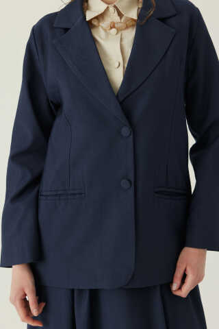Tencel Blazer Jacket Navy - 2