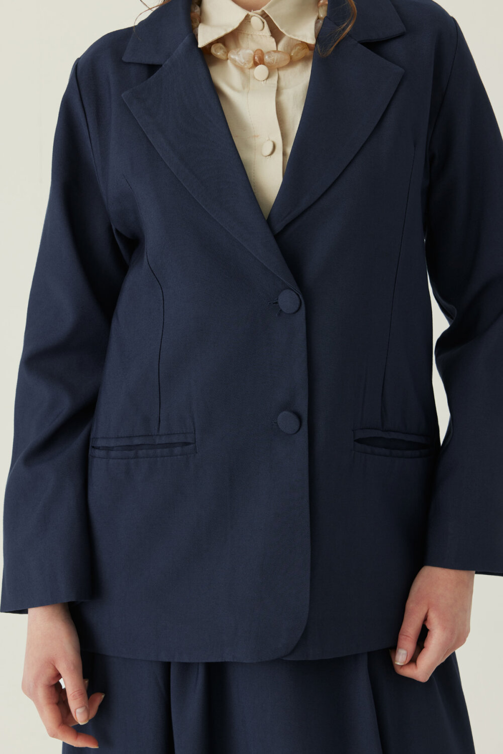 Tencel Blazer Jacket Navy - 2