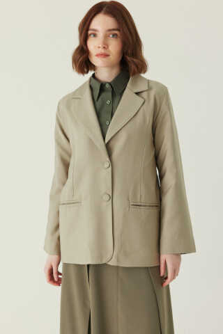 Tencel Blazer Jacket Soft Khaki - 1