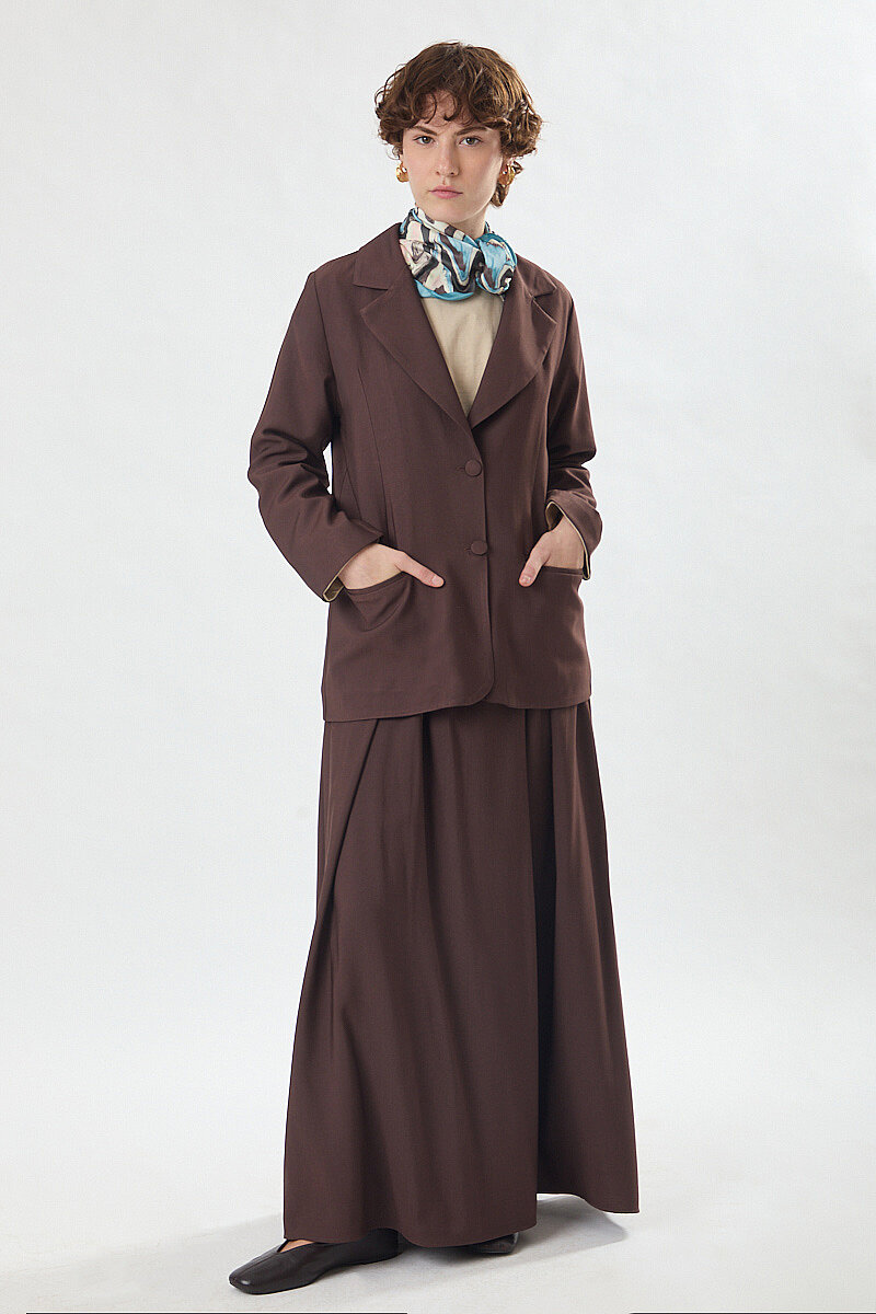Tensel Blazer Ceket Kahverengi - 1