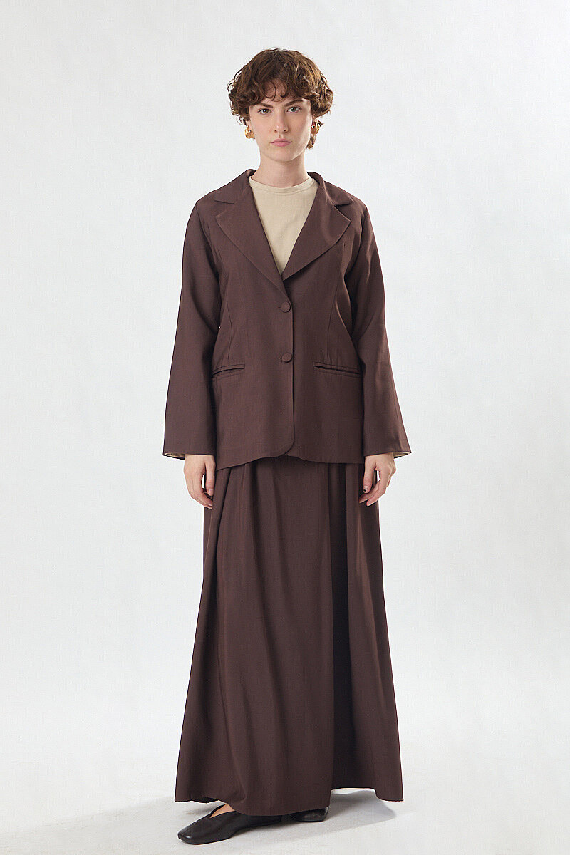 Tensel Blazer Ceket Kahverengi - 4