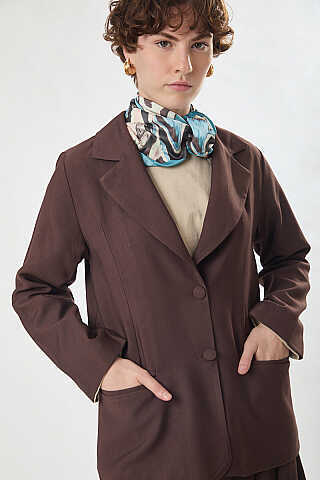 Tensel Blazer Ceket Kahverengi - 5