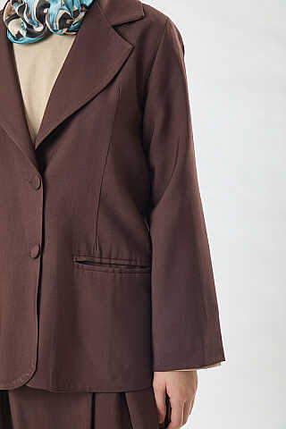 Tensel Blazer Ceket Kahverengi - 3