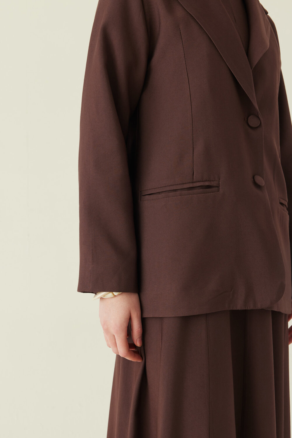 Tensel Blazer Ceket Kahverengi - 3