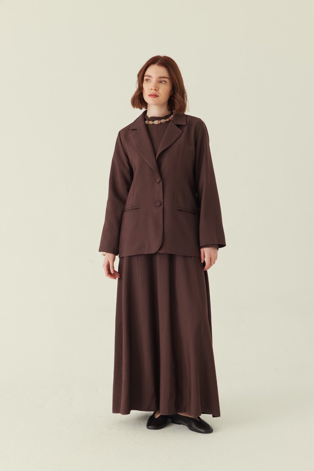 Tensel Blazer Ceket Kahverengi - 1