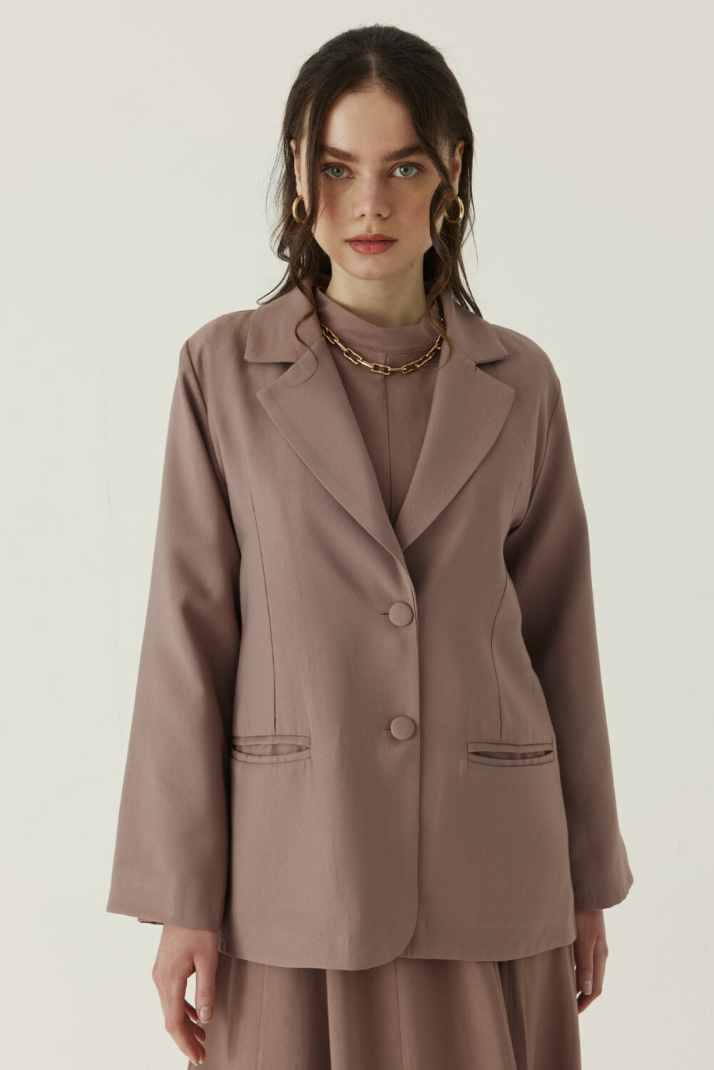 Tensel Blazer Ceket Vizon - 2