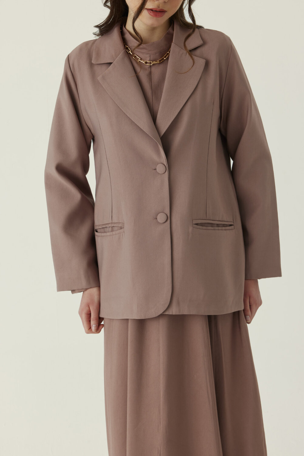 Tensel Blazer Ceket Vizon - 3