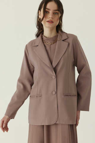 Tensel Blazer Ceket Vizon - 5