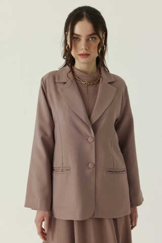 Tensel Blazer Ceket Vizon - 2