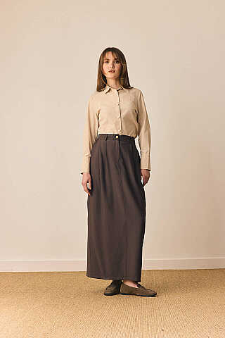 Tensel Klasik Etek Kahverengi - 4