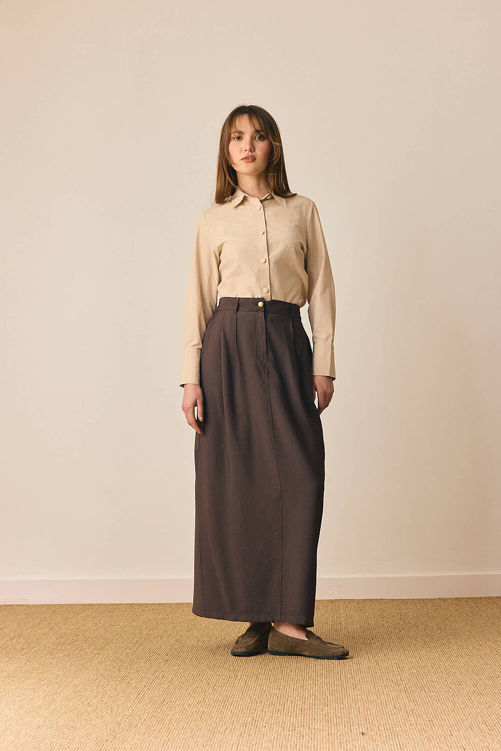 Tensel Klasik Etek Kahverengi - 4
