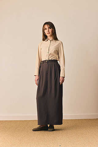 Tensel Klasik Etek Kahverengi - 6