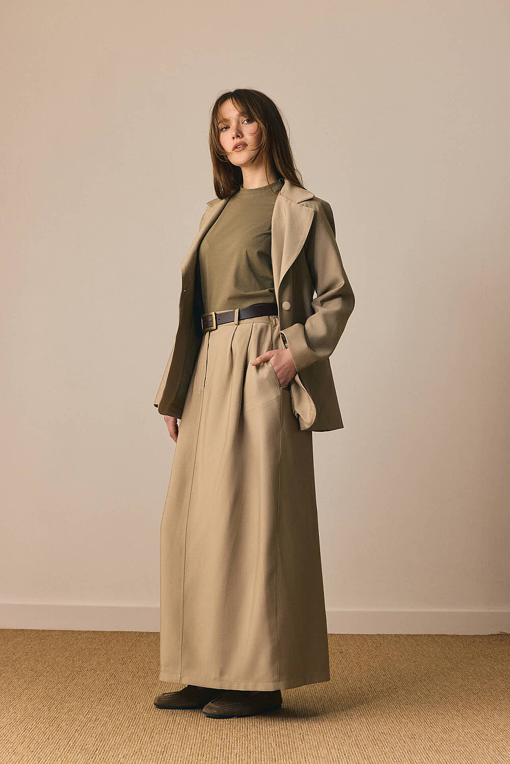 Tensel Klasik Etek Soft Haki 