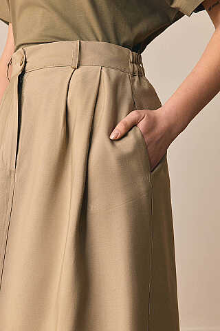 Tensel Klasik Etek Soft Haki - 4