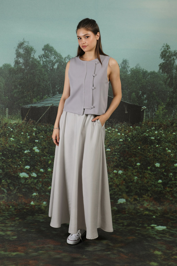 Tensel Kloş Etek Açık Gri - 2