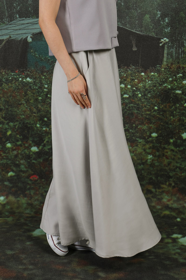 Tensel Kloş Etek Açık Gri - 7