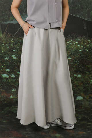 Tensel Kloş Etek Açık Gri - 3